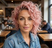 A short colorful hairstyle glowing with the light of wisdom