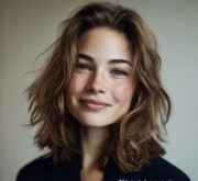 A soft, polished medium brown coiffure with defined structure A soft, polished medium brown coiffure with defined structure