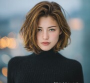 A subtle, sophisticated short brown style with sharp edges A subtle, sophisticated short brown style with sharp edges