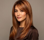A trendy long brown hip hairstyle with soft, chic layers A trendy long brown hip hairstyle with soft, chic layers