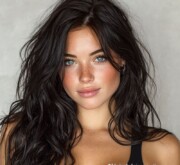 Beautiful long black haircut idea with flowing movement Beautiful long black haircut idea with flowing movement