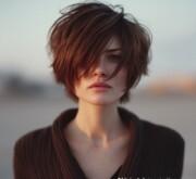 Bold short brown haircut woman with a contemporary feel Bold short brown haircut woman with a contemporary feel