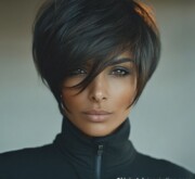 Bold trendy short brown hairdo with a contemporary edge