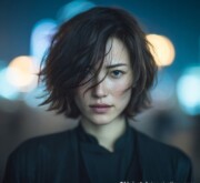 Brown short coiffure with soft curls and volume