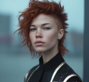 Charming short red hair, glowing with color