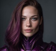 Colorful medium length coif full of expression