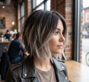 Colorful medium length hair glowing with brightness Colorful medium length hair glowing with brightness