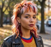 Colorful medium length hair glowing with radiant shine