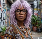 Colorful medium length hair glowing with sparkling energy