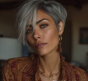 Cool short gray style with smooth volume Cool short gray style with smooth volume