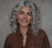Defined medium gray coif with soft, natural shine Defined medium gray coif with soft, natural shine