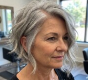 Defined medium gray coif