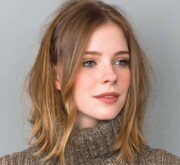 Defined medium inspiring blonde look with smooth edges
