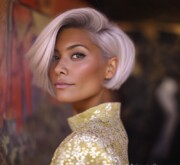 Fresh chic short gray look with bold edges