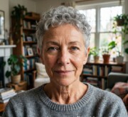 Fresh shining short gray hair