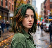 Glowing with new energy colorful medium length hair