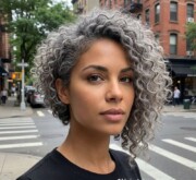 Gorgeous short gray hairdo with smooth shine Gorgeous short gray hairdo with smooth shine