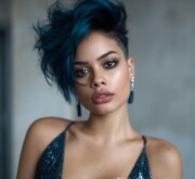 Inspiring short colorful coiffure glowing like a rainbow