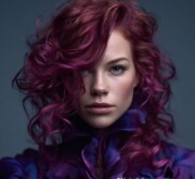 Long colorful hairdo flowing with light Long colorful hairdo flowing with light