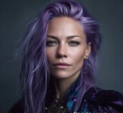 Long colorful hairdo full of graceful light Long colorful hairdo full of graceful light