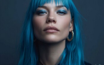 Long colorful hairdo glowing with passion
