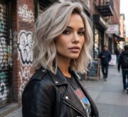 Medium gray coif with sleek texture
