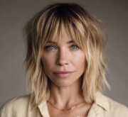 Medium inspiring blonde look with subtle shine