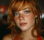 Medium length red hair with natural shine Medium length red hair with natural shine