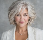 Polished cool short gray style with soft volume Polished cool short gray style with soft volume