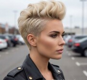Short blonde coif with natural shine Short blonde coif with natural shine