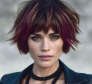 Short colored coif glowing with brilliance
