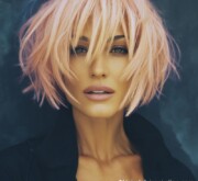 Short colored hair full of light and life