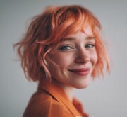 Short colored hair like a brushstroke of light Short colored hair like a brushstroke of light