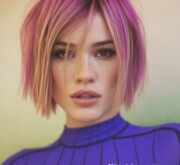 Short colored hair sparkling in the sunlight