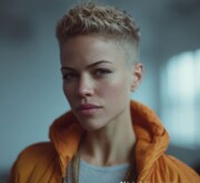 Short inspiring blonde look with natural shine