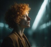 Short red hairdo, glowing with charm Short red hairdo, glowing with charm