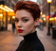 Short red style, effortless and radiant