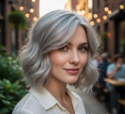 Sleek medium gray coif
